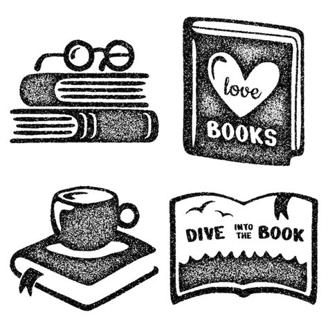 Premium Vector Monochrome Reading Books Stickers Collection