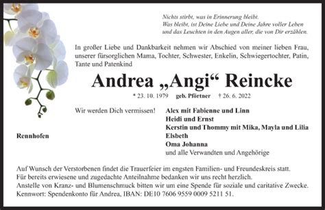 Traueranzeigen Von Andrea Reincke Trauer Flz De