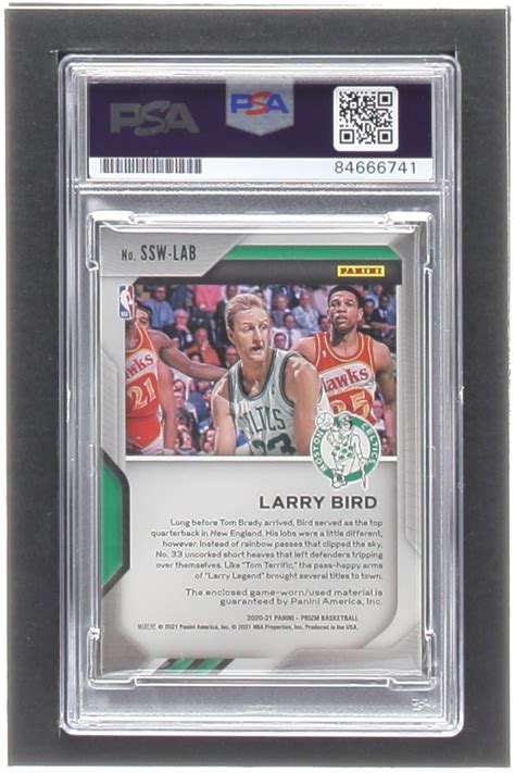 Larry Bird Signed 2020 21 Panini Prizm Sensational Swatches 94 PSA