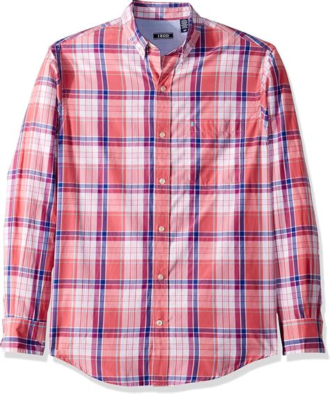 Izod Mens Breeze Long Sleeve Button Down Plaid Shirt At Amazon Mens Clothing Store