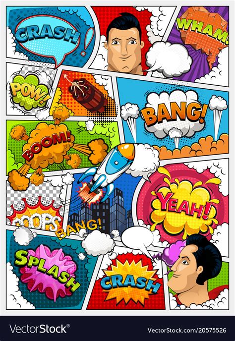 Comic Book Page Layout Comics Template Royalty Free Vector