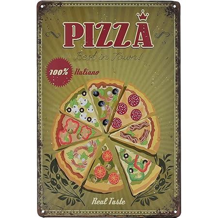 Amazon ERLOOD Pizza Zone Tin Sign Home Kitchen Signs Wall Decor