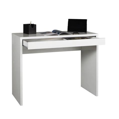 Console Bureau Avec Tiroir Blanc Laqu Shine