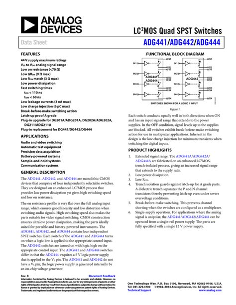 LC MOS Quad SPST Switches ADG441