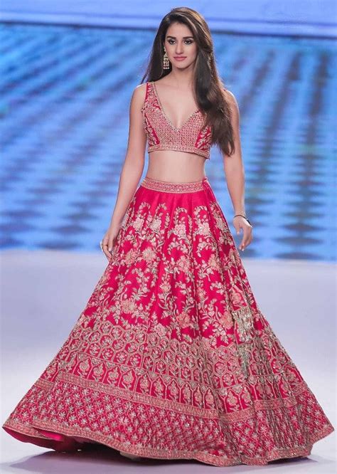 Disha Patani In Kalki Mesmerising Pink Raw Silk Lehenga Set In Multi Color Resham Ari And