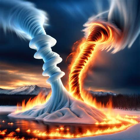 An Ice Tornado Vs Fire Tornado Ai Generated Artwork Nightcafe Creator