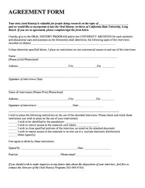 Fillable Online Csulb AGREEMENT FORM California State University