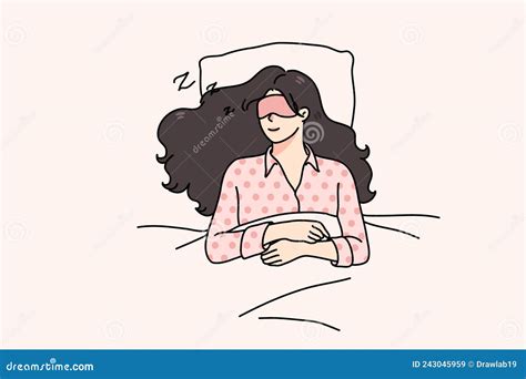 Mujer Tranquila Acostada En La Cama Durmiendo Por La Noche Ilustraci N