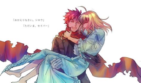 Boy Girl D Artoria Pendragon All Blonde Hair Blue Dress Blush Carrying Closed Eyes Dress