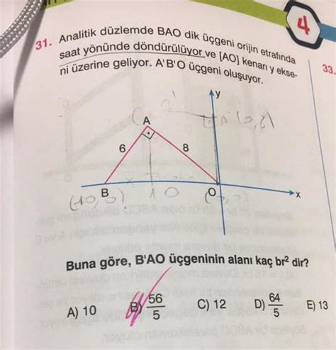 31 Analitik Düzlemde Bao Dik üçgeni Orijin Etrafın Geometri