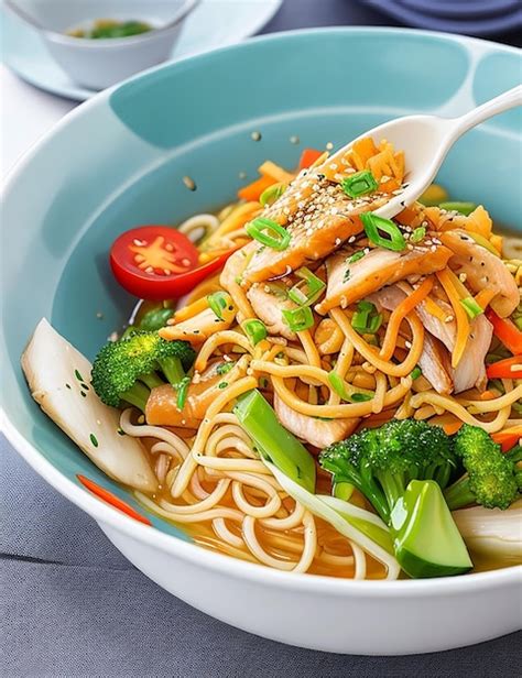 Premium Photo Asian Stir Fry Noodles Chicken Noodles Picture Ai Generated