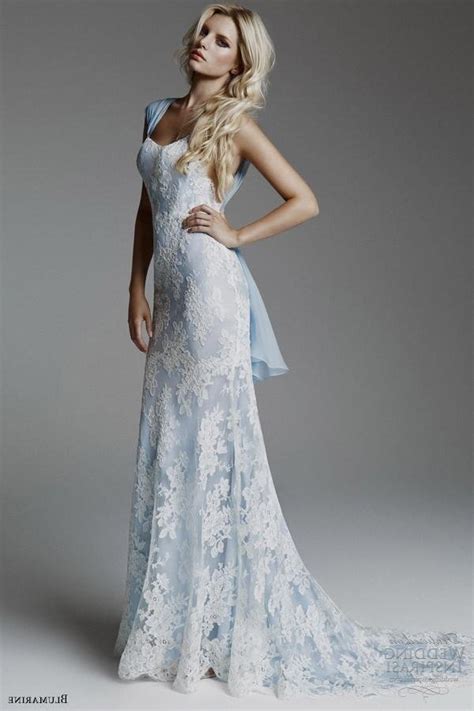 White And Blue Wedding Dress