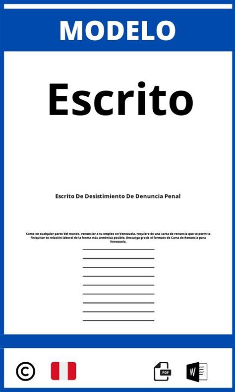 Modelo De Escrito De Desistimiento De Denuncia Penal Peru