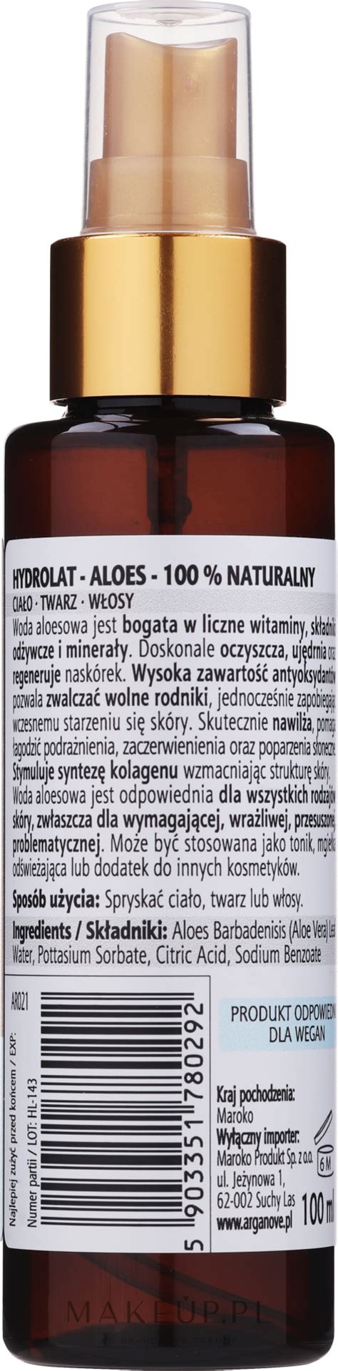 Arganove Aloe Hydrolate Spray Naturalny Hydrolat Do Twarzy I Cia A