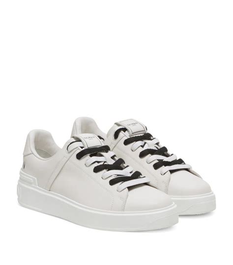 Mens Balmain White Leather B Court Sneakers Harrods UK