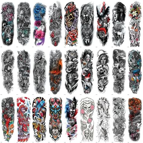 Gro E Vollen Arm Sleeve Tattoo Skizze Lion Tiger Wasserdicht Tempor Re