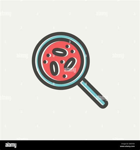 Microorganisms Under Magnifier Thin Line Icon Stock Vector Image Art