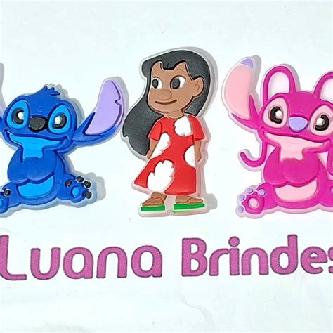 Aplique Lilo Stitch e Angel Emborrachado Pacote C 6 Peças