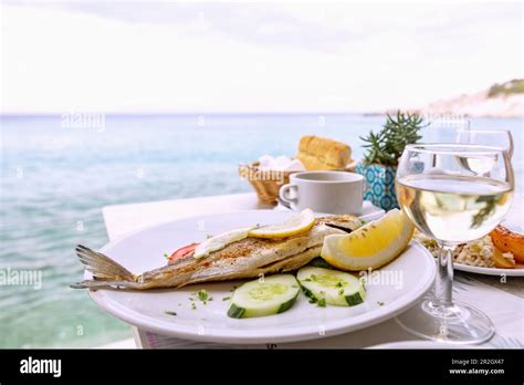 Grilled Sea Bream Served At The Poseidon Tavern In Kokkari On The