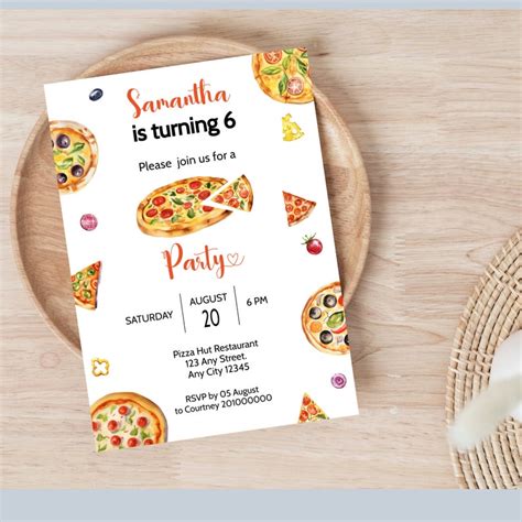 Editable Pizza Party Birthday Invitation Pizza Birthday Etsy