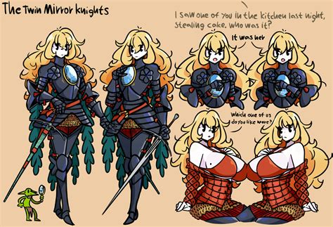 Murgoten Absurdres Highres Girls Armor Blonde Hair Breasts English Text Mole Mole On
