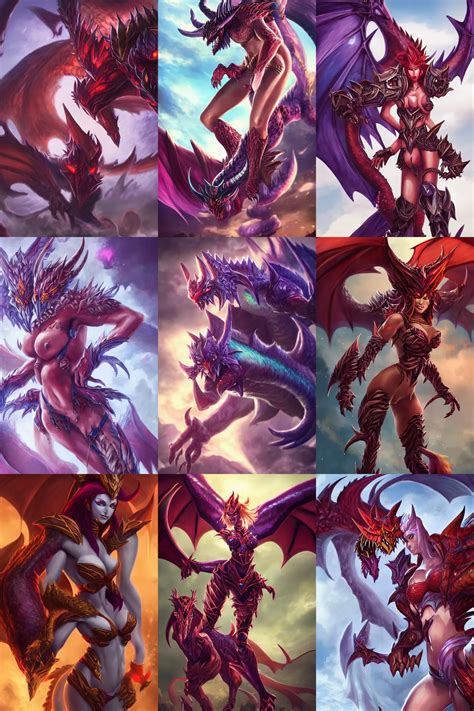 Stunning Character Portrait Of Shyvana From League Of Stable Diffusion