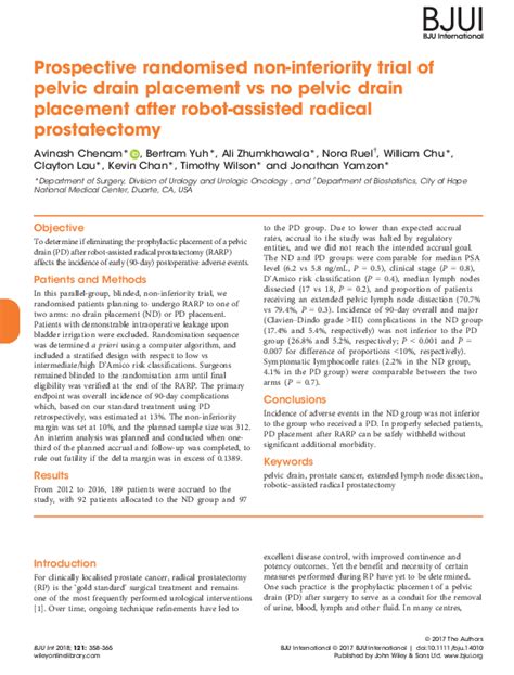 Pdf Prospective Randomised Non Inferiority Trial Of Pelvic Drain