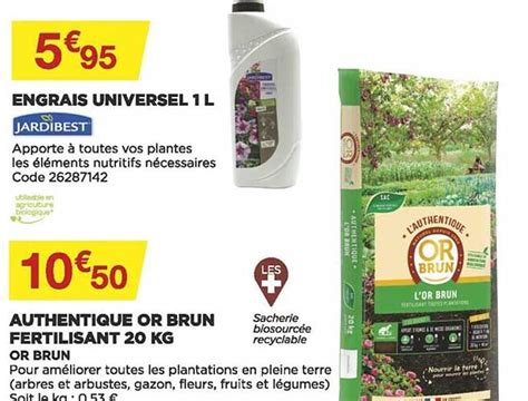 Promo Engrais Universel L Authentique Or Brun Fertilisant Kg Chez