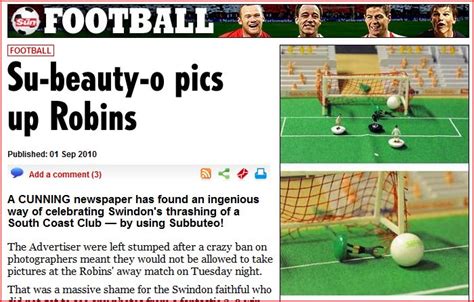 Jon Slattery: Sun praises Swindon Advertiser Subbuteo ploy