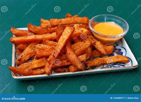 Portion of Deep Fried Sweet Potato Chips Stock Image - Image of crispy ...