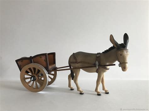 Деревянный резная фигурка Ослик с повозкой – заказать на Ярмарке ...