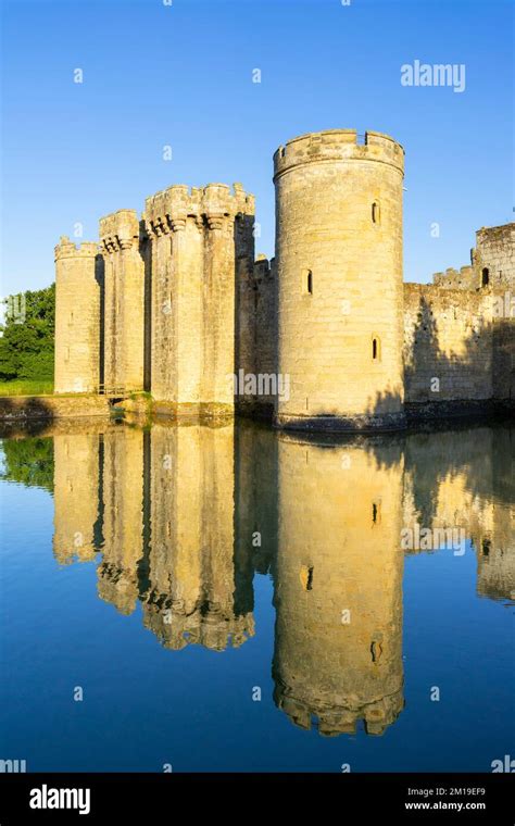 Bodiam Castle with perfect reflection in the moat - Bodiam Castle 14th ...