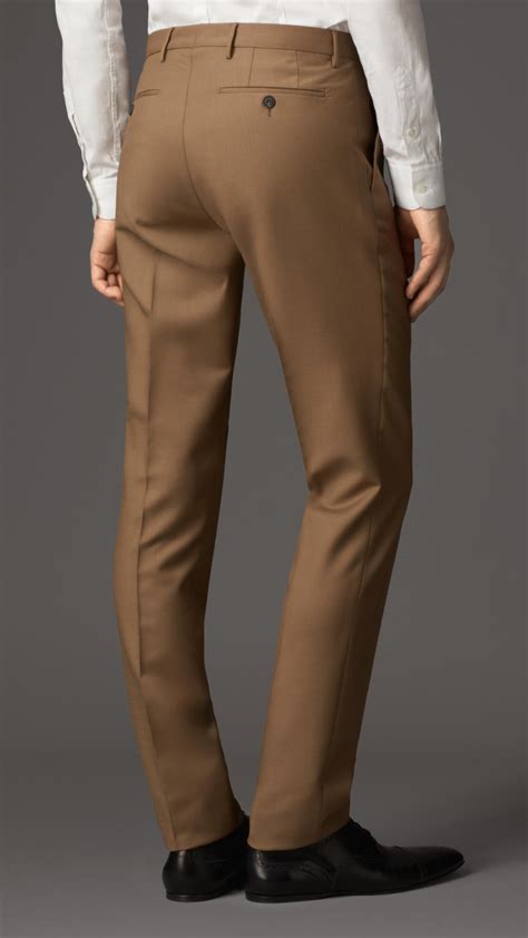 Burberry Slim Fit Wool Mohair Trousers In Dark Camel Brown For Men Lyst