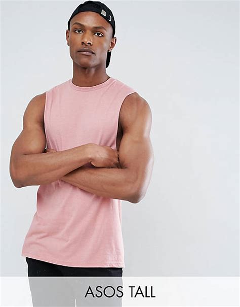 Asos Design Tall Relaxed Sleeveless T Shirt With Dropped Armhole In