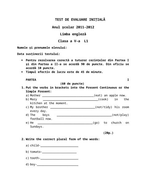 DOC 1 Test De Evaluare Initiala V DOKUMEN TIPS