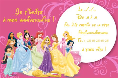 Carte D Invitation Anniversaire Princesse Gratuite Imprimer