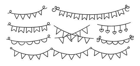 Hand Drawn Bunting Vector Hd Images Set Of Hand Drawn Holiday Buntings