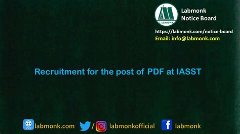 Recruitment For The Post Of Pdf At Iasst Notice Board