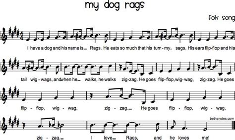 Sheet Music With The Words My Dog Rags