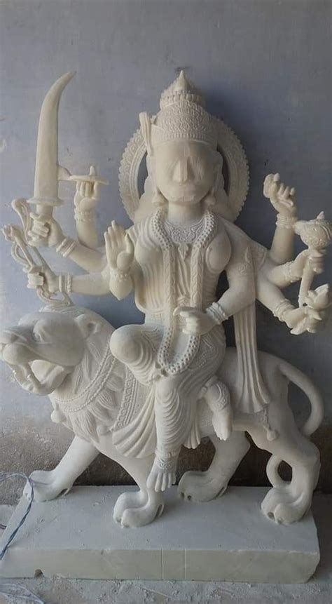 Plain Hindu Marble Durga Mata Statue For Worship Size Feet