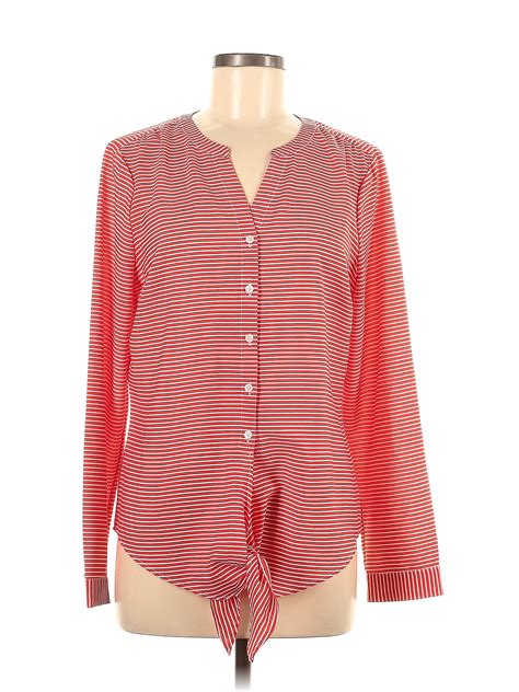 Talbots 100 Polyester Red Long Sleeve Blouse Size M 77 Off Thredup