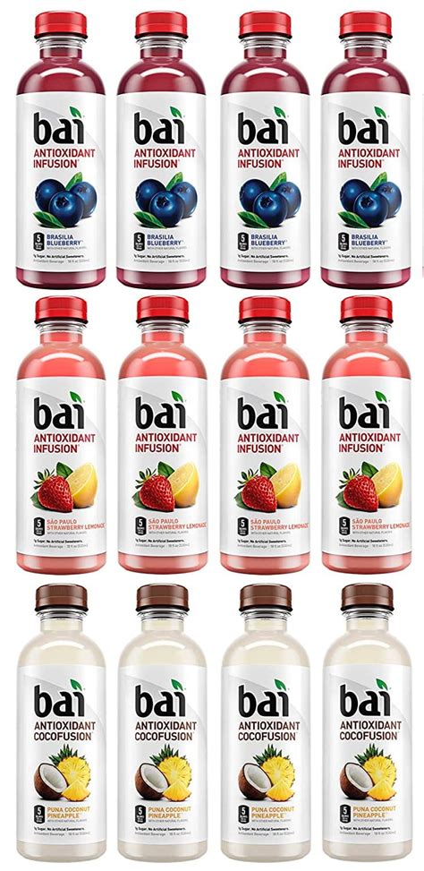 Bai Variety Antioxidant Water Pack Pack Of 12 18 Fl Oz Infiusion