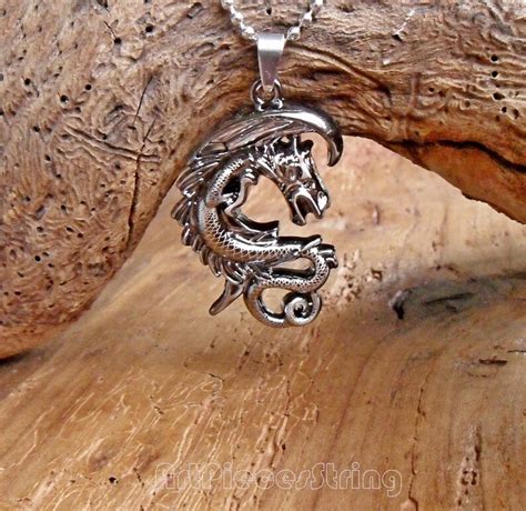 Mythology dragon necklace amulet Immortal pendant mythical | Etsy