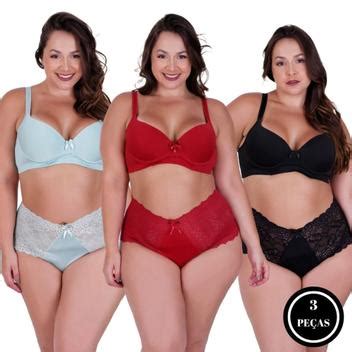 Kit Conjunto De Lingerie Plus Size Suti E Calcinha Renda Kit Paula Preto Vermelho E Verde