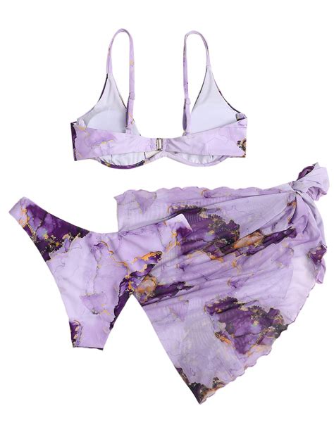 Soly Hux Women S Piece Tie Dye Bikini Set Swimsuit With Sarongs Cover