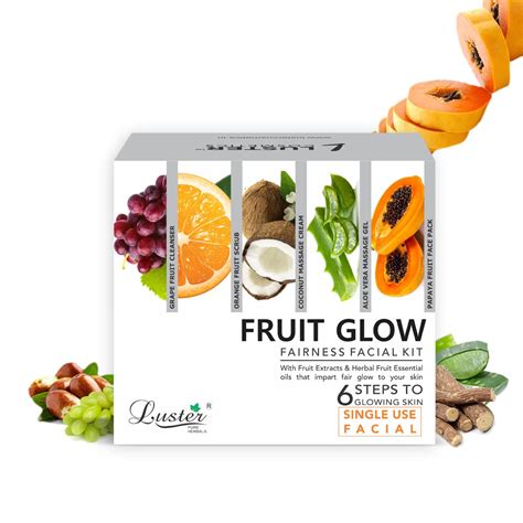 Luster Fruit Glow Fairness Facial Kit Enriched With Fruits Extracts 6 Step Facial Kit