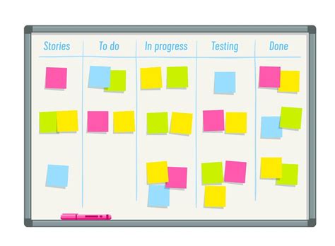 scrum task board work process notes  whiteboard  vector art