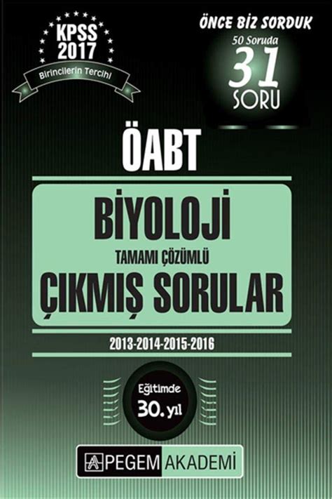 ÖABT Biyoloji Tamamı Çözümlü Çıkmış Sorular KPSS 2017 2013 2014 2015