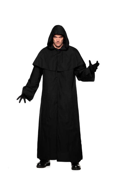 Horror Robe Attached Hood Black Costume Adult 2 Sizes