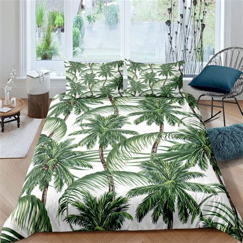 Erosebridal Palm Leaf Comforter Cover Queen Size Palm Tree